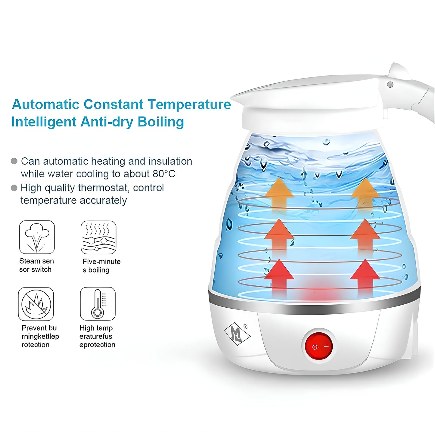 Electric Kettle - Silicone Foldable Electric Water Kettle ( 600 ml )