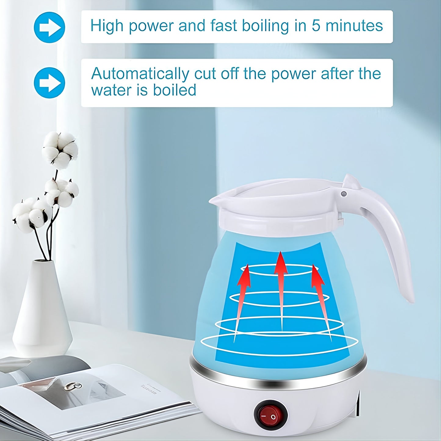 Electric Kettle - Silicone Foldable Electric Water Kettle ( 600 ml )