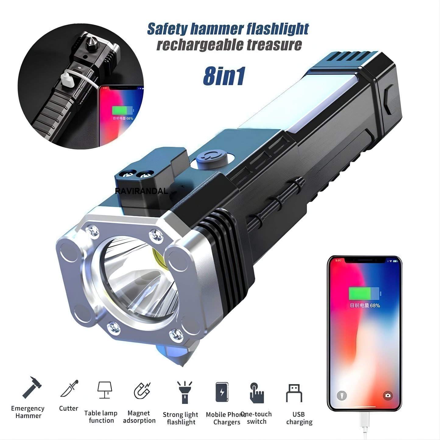 Multifunctional Work Portable LED Flashlight